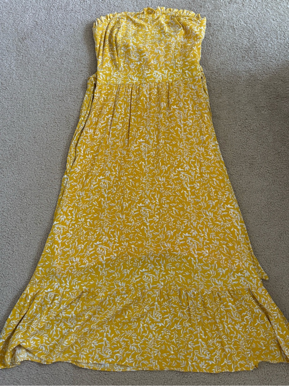 essue Yellow Strapless Floral Maxi Dress